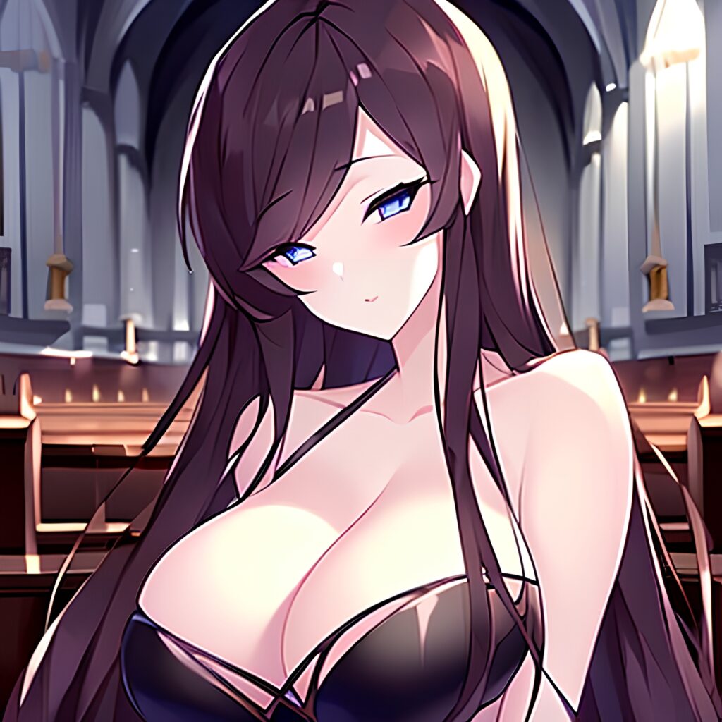 fishnet long hair woman messy hair brunette church 