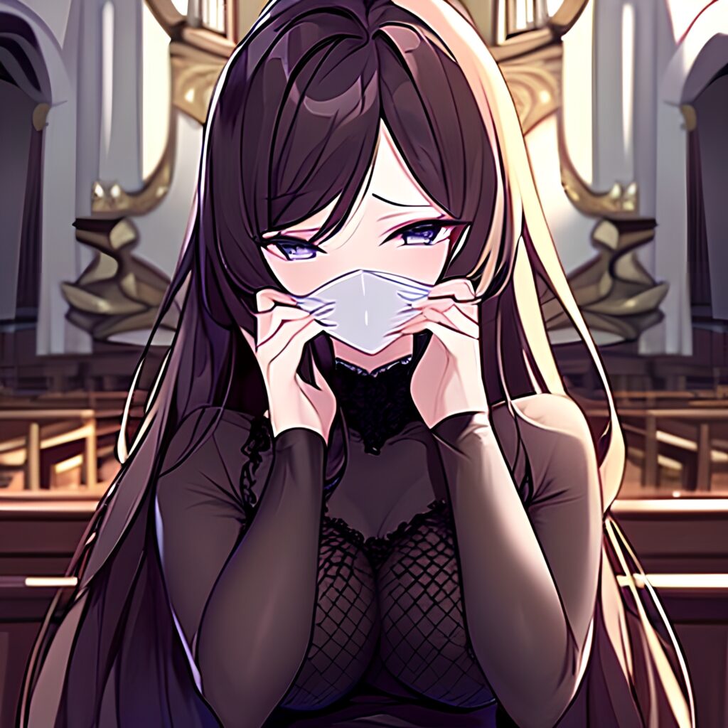 fishnet long hair woman messy hair brunette church 