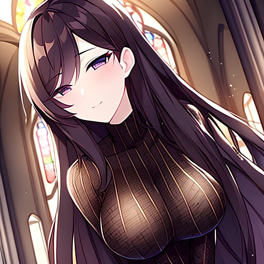 fishnet messy hair brunette church woman long hair 