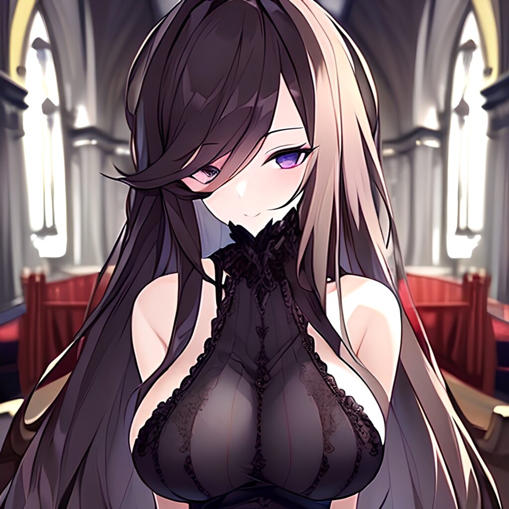 fishnet messy hair brunette woman church long hair 