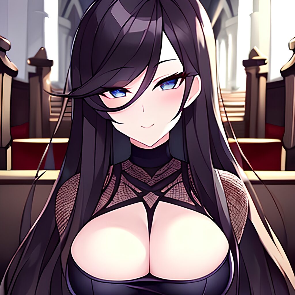 fishnet messy hair church brunette long hair woman 