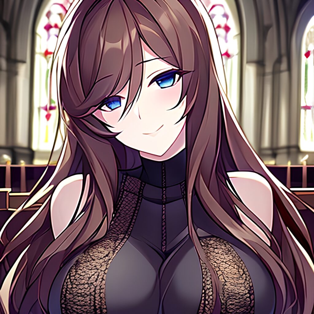 fishnet messy hair church brunette woman long hair 