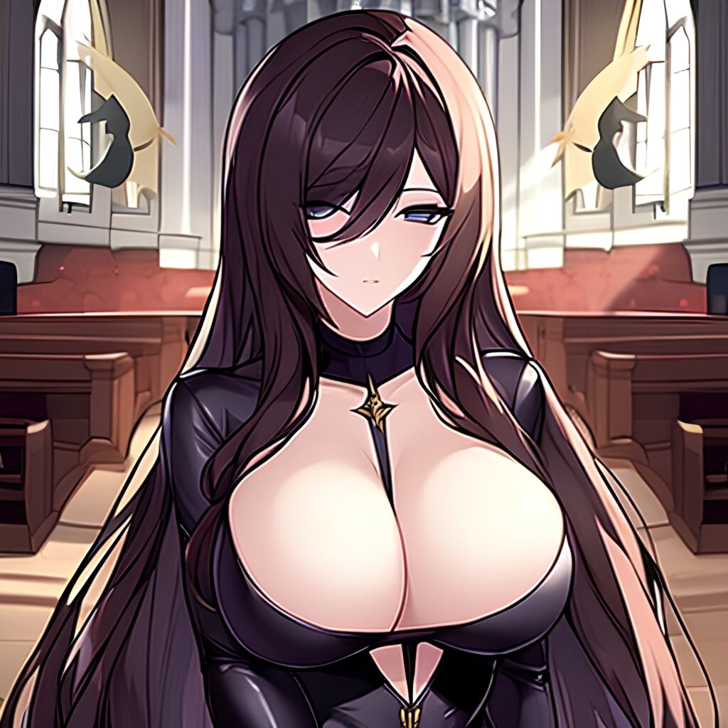 fishnet messy hair church brunette woman long hair 