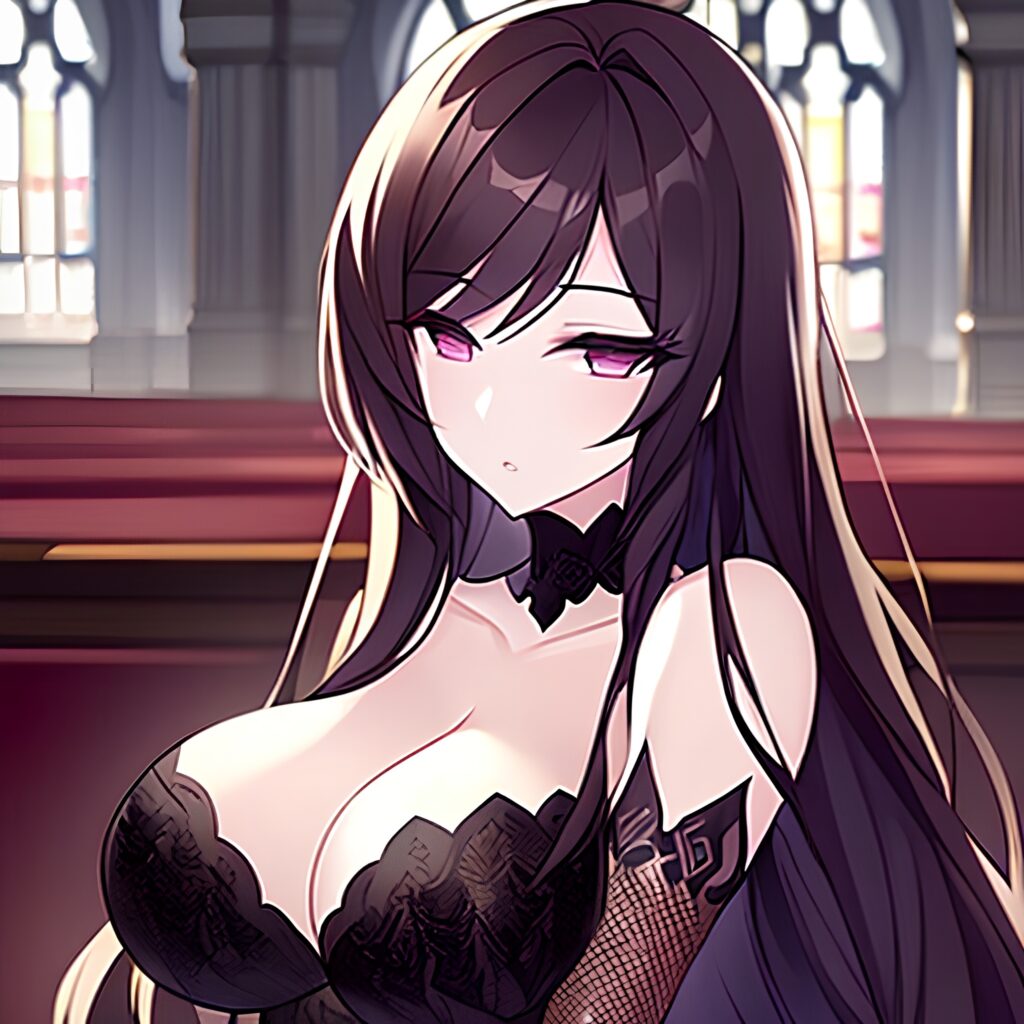 fishnet messy hair church long hair woman brunette 