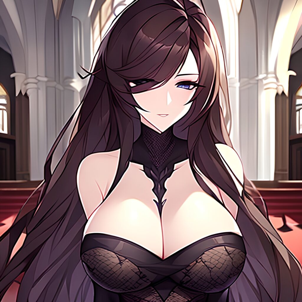 fishnet messy hair church long hair woman brunette