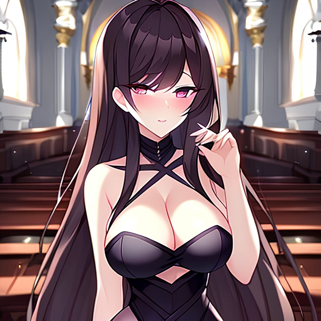 fishnet messy hair church woman long hair brunette 