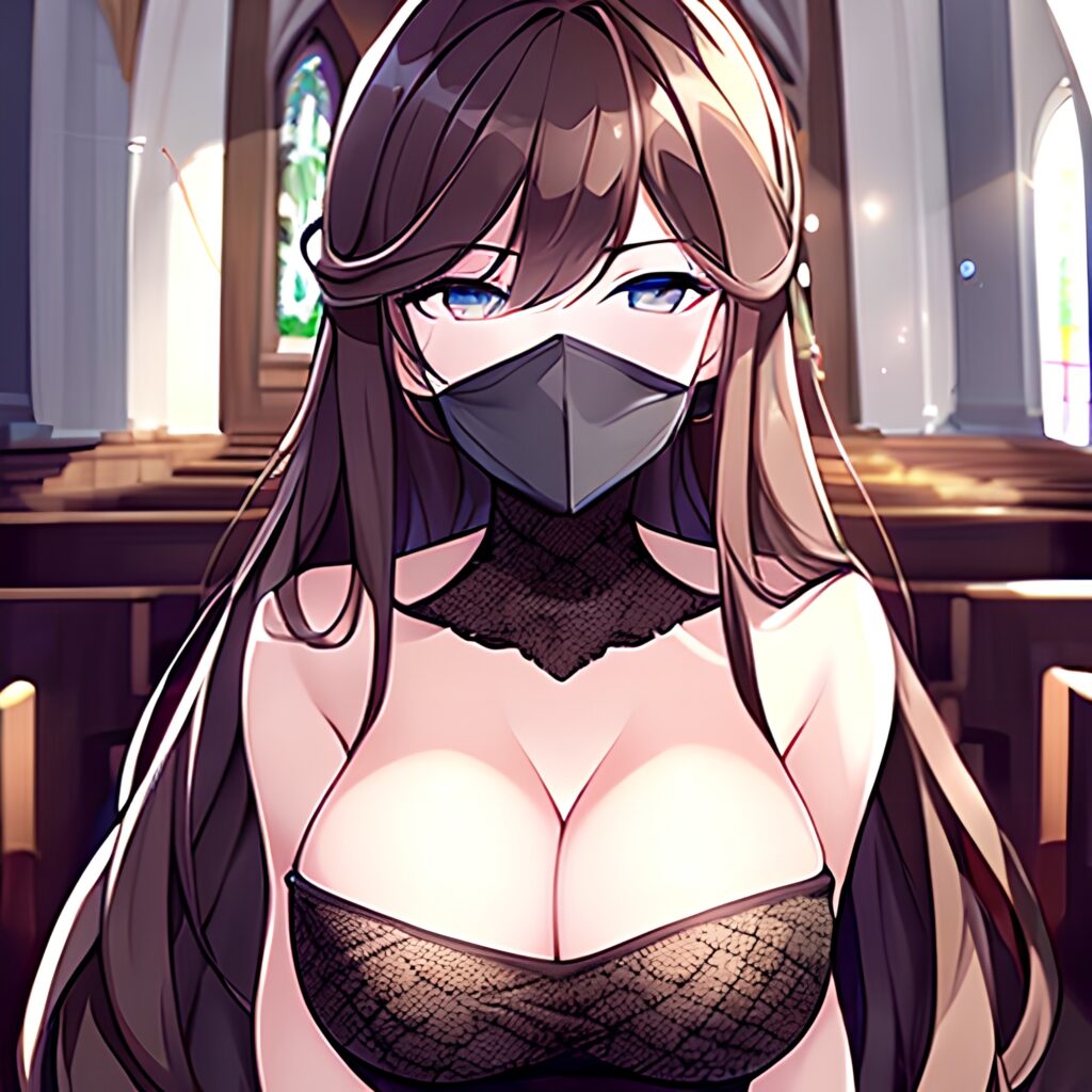 fishnet messy hair long hair woman church brunette 