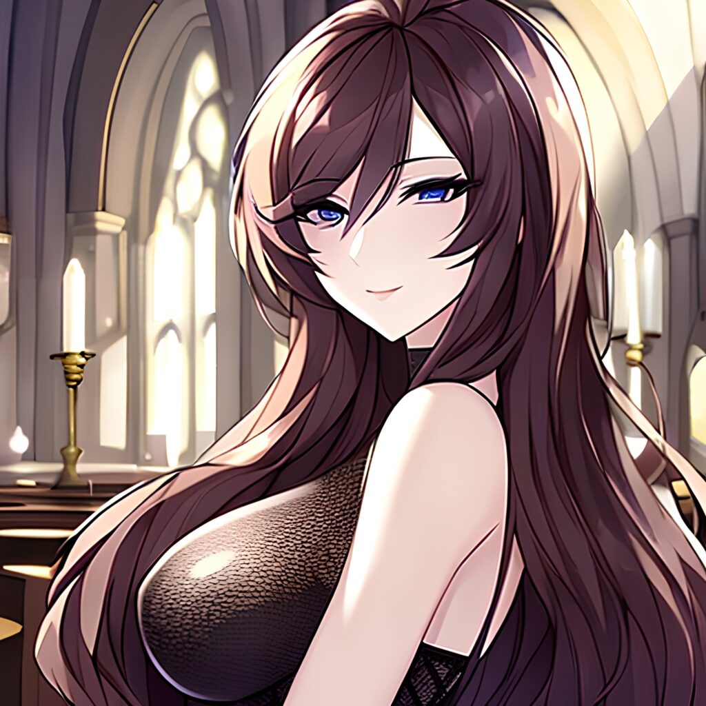 fishnet messy hair long hair woman church brunette 