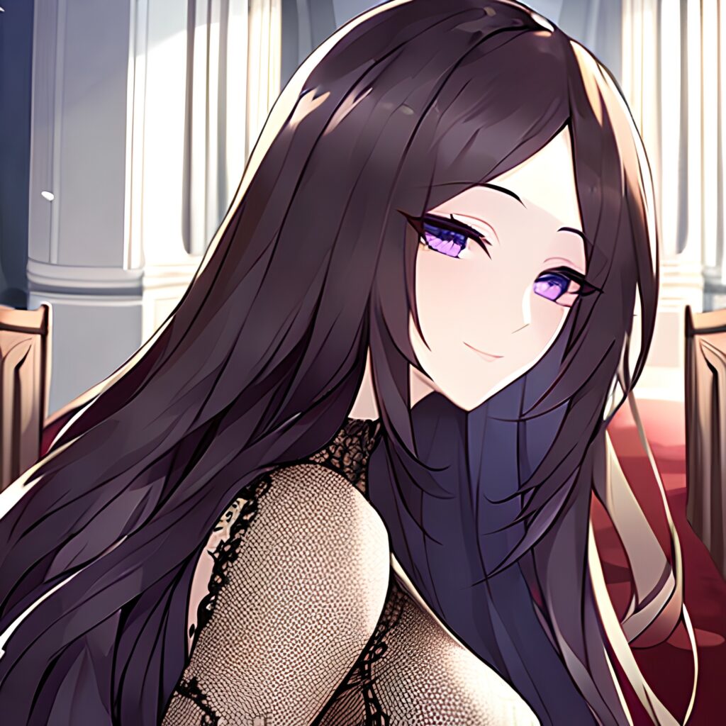 fishnet messy hair long hair woman church brunette 