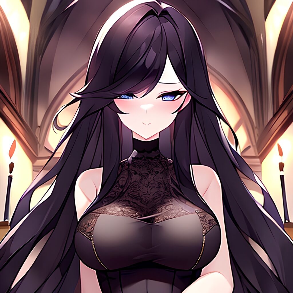 fishnet messy hair woman brunette long hair church 