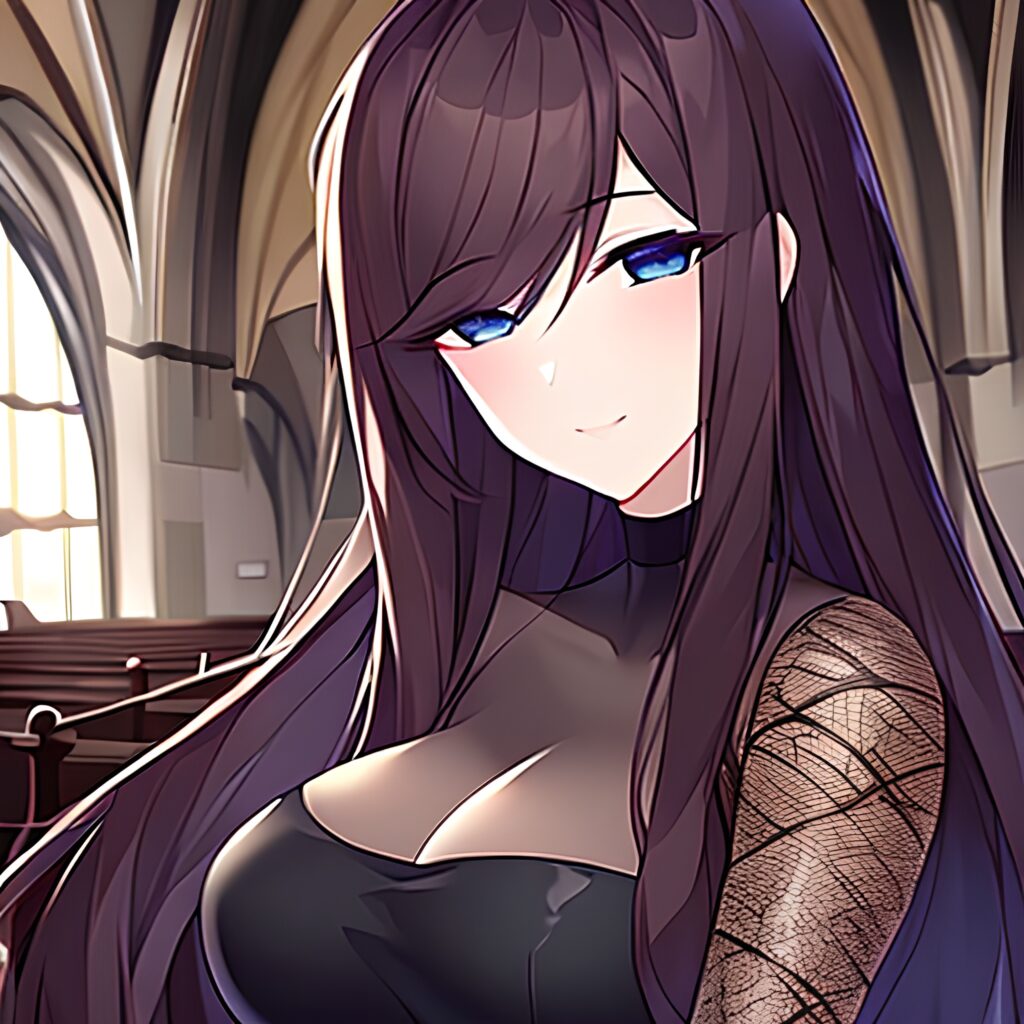 fishnet messy hair woman long hair brunette church 