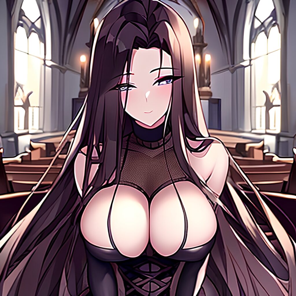 fishnet messy hair woman long hair brunette church 