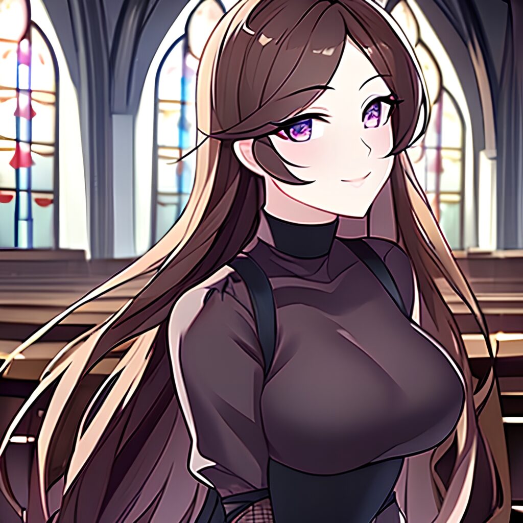 fishnet messy hair woman long hair brunette church 