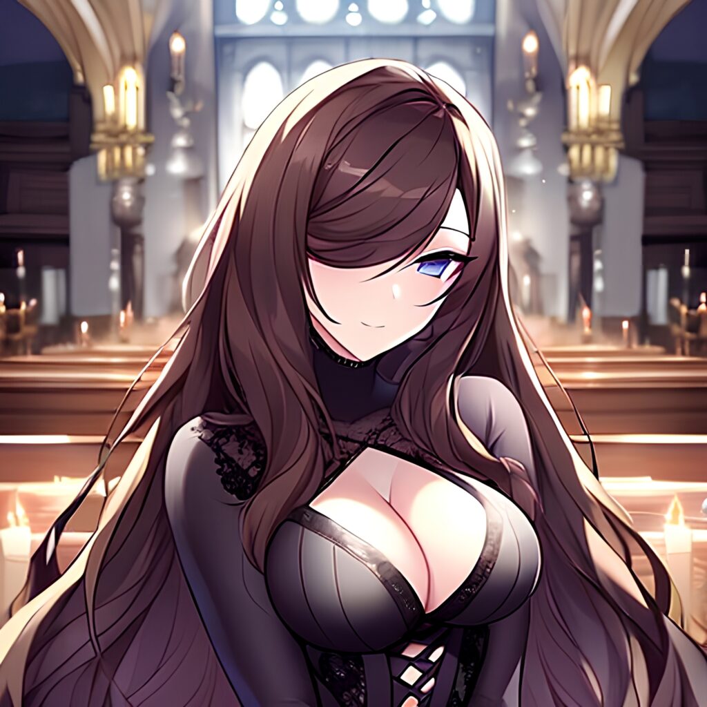 fishnet messy hair woman long hair brunette church 