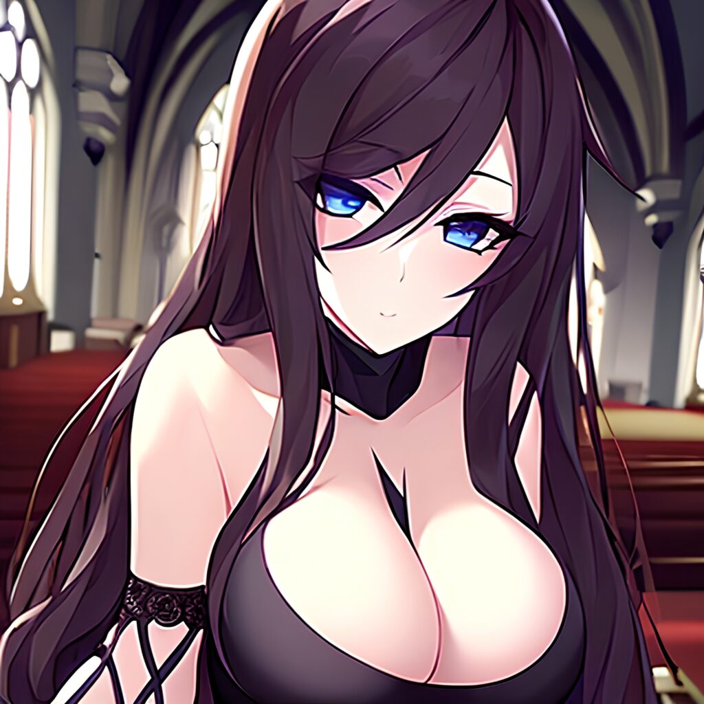 fishnet woman church messy hair brunette long hair 