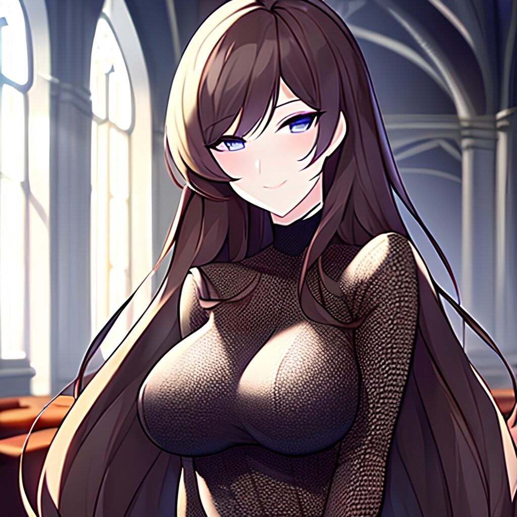 fishnet woman messy hair church brunette long hair 