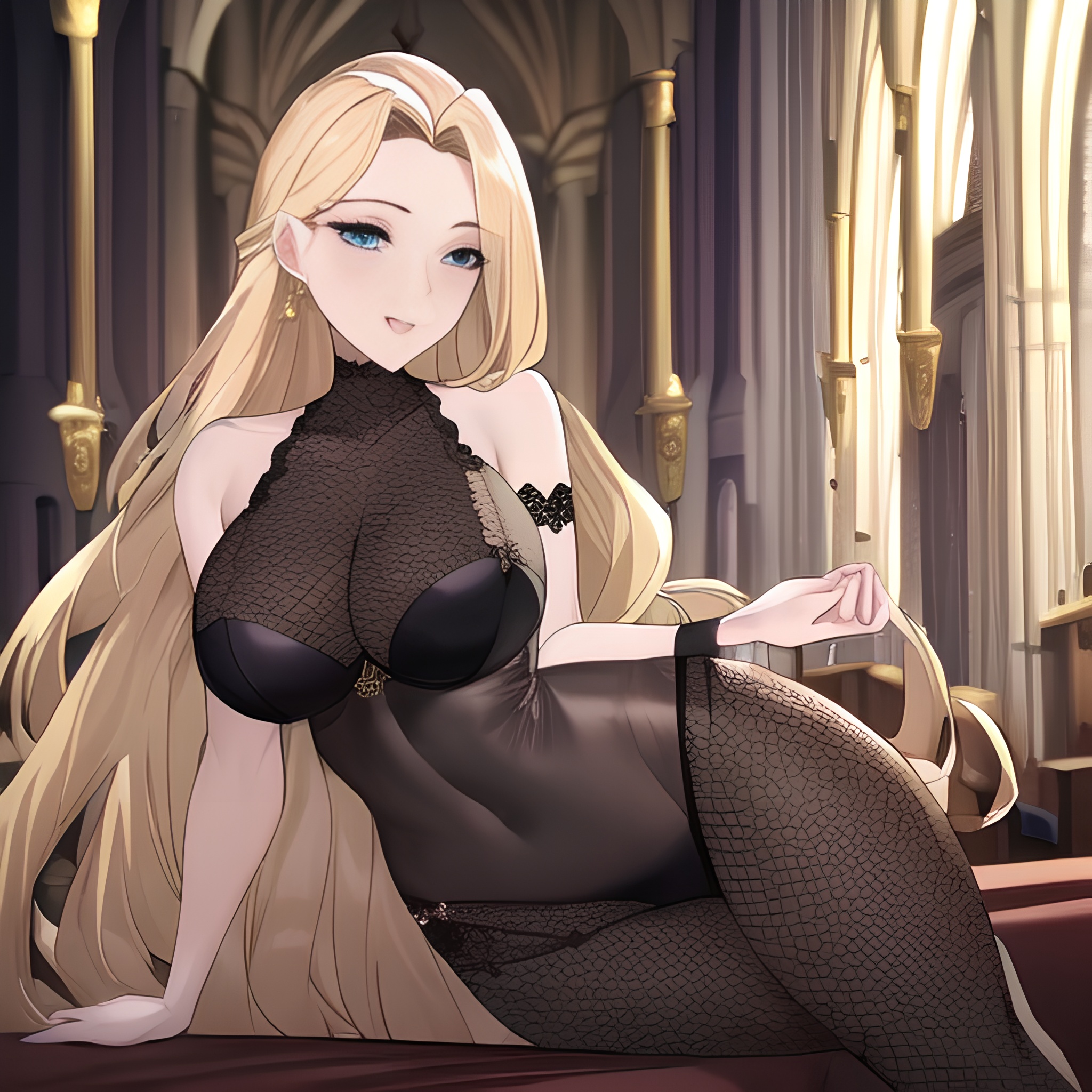 front view long hair nude church woman small boobs blonde fishnet 