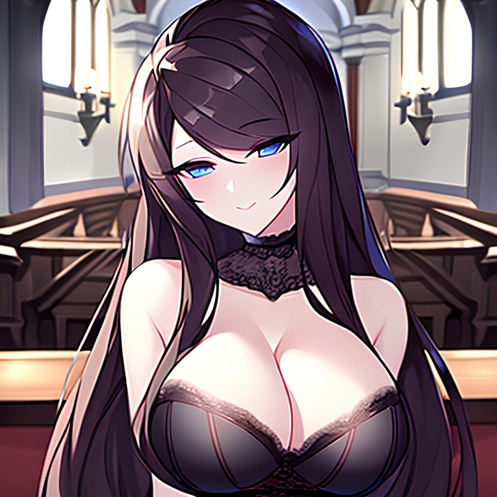 long hair brunette messy hair church fishnet woman 