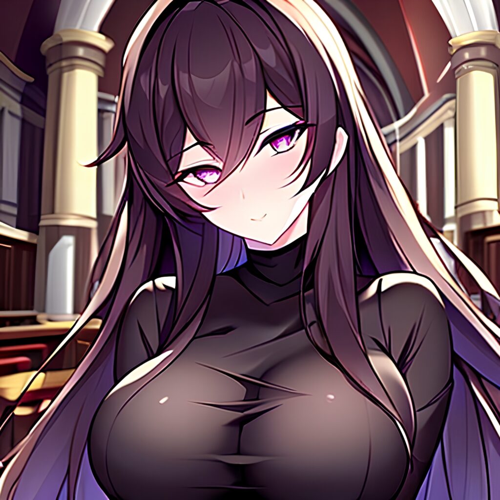 long hair brunette messy hair woman church fishnet 