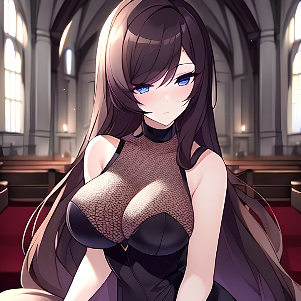 long hair church brunette fishnet messy hair woman 