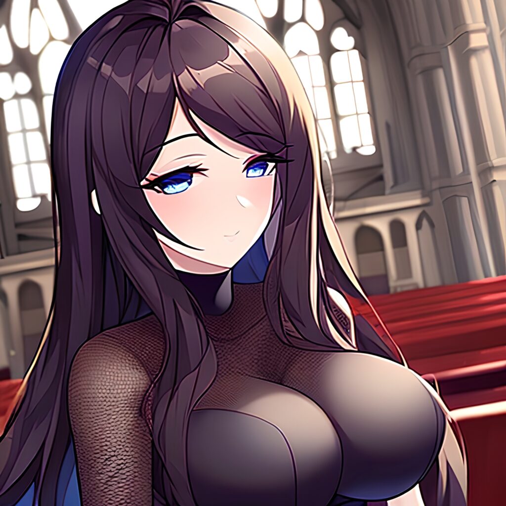 long hair church brunette fishnet messy hair woman 