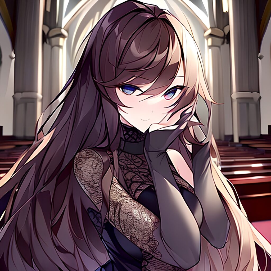 long hair church brunette woman fishnet messy hair 