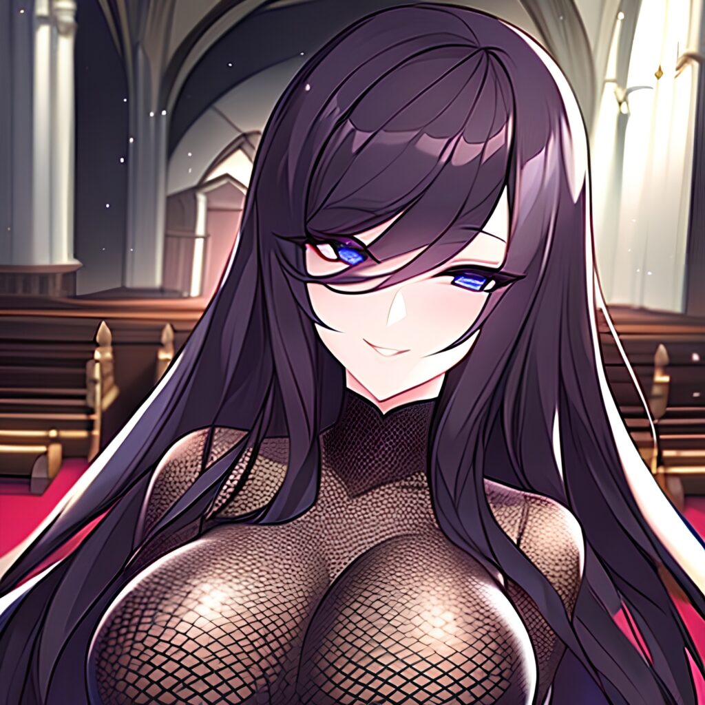 long hair church fishnet messy hair woman brunette 