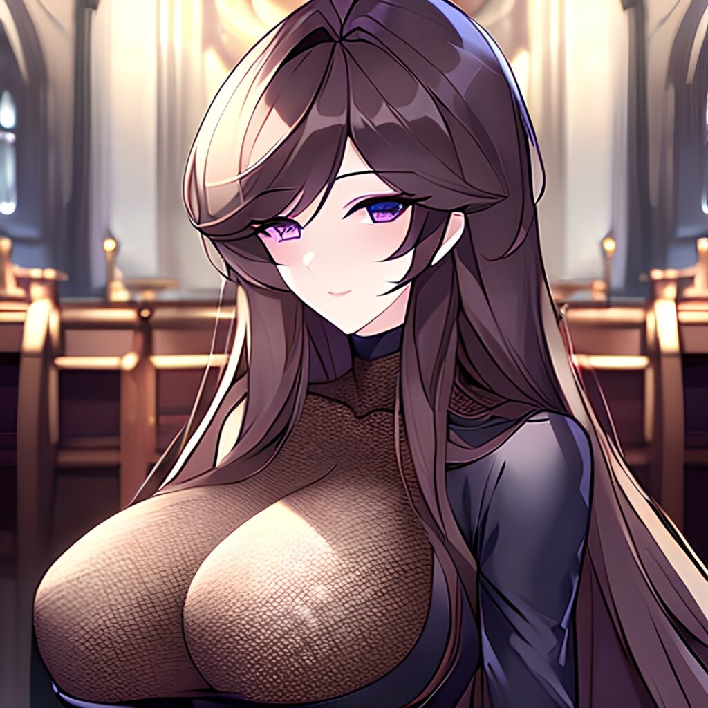 long hair church fishnet messy hair woman brunette 