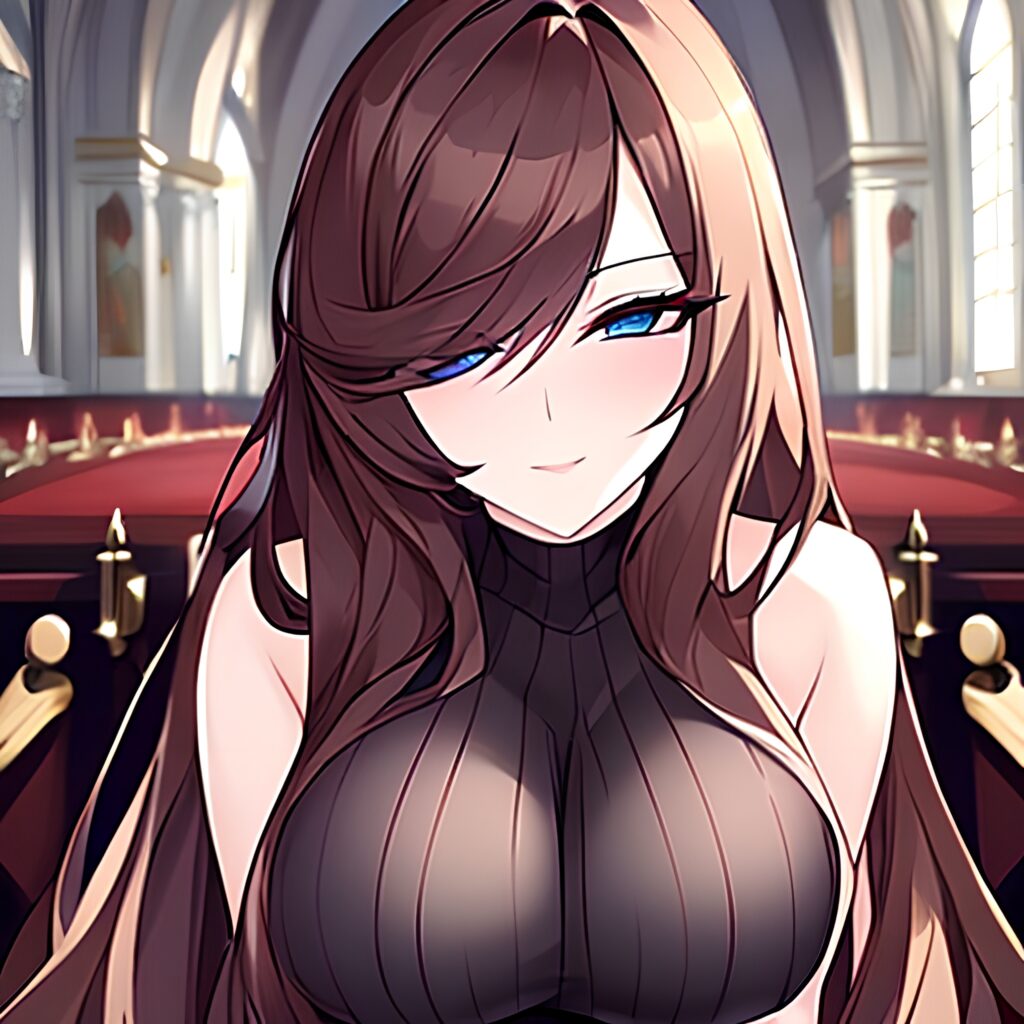 long hair church fishnet woman messy hair brunette 