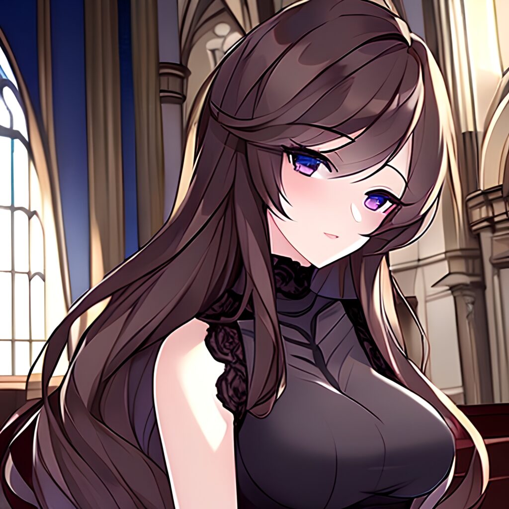 long hair church messy hair fishnet brunette woman 