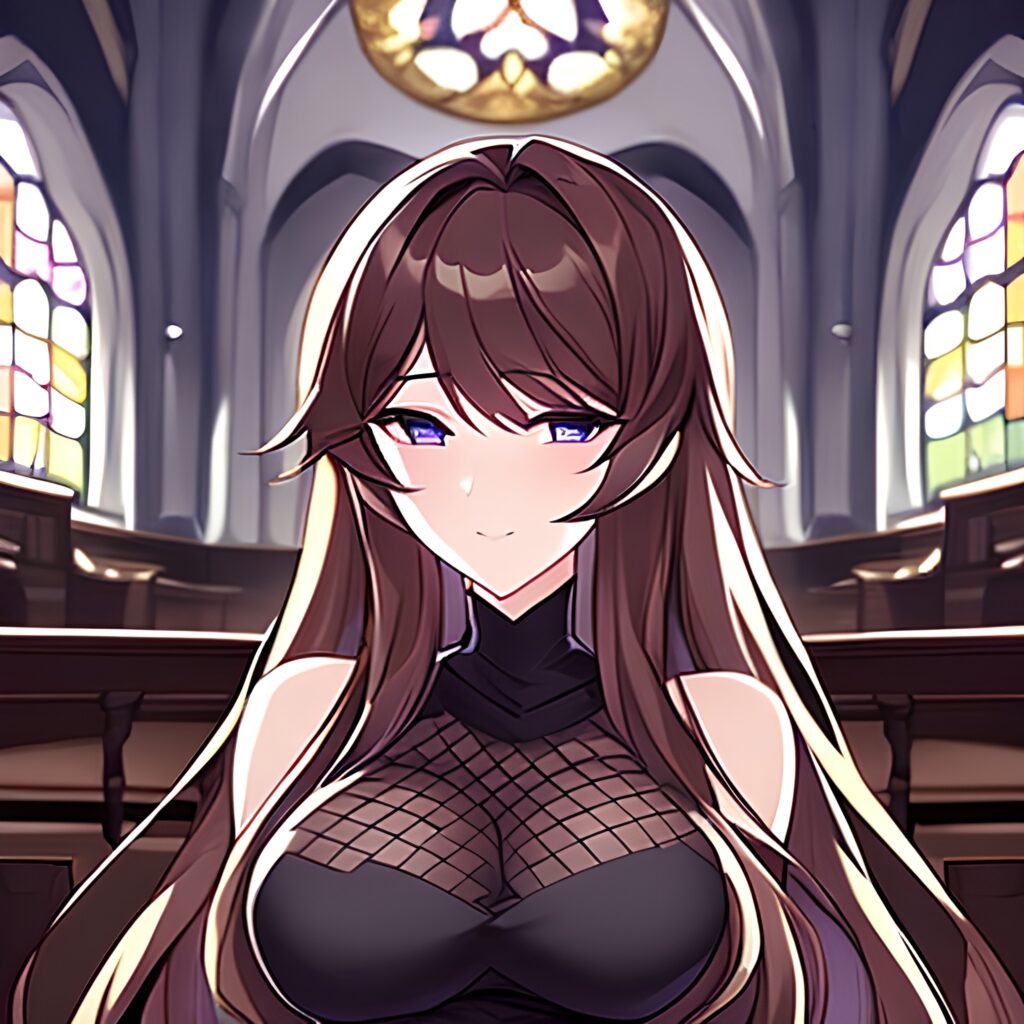 long hair church messy hair fishnet woman brunette 