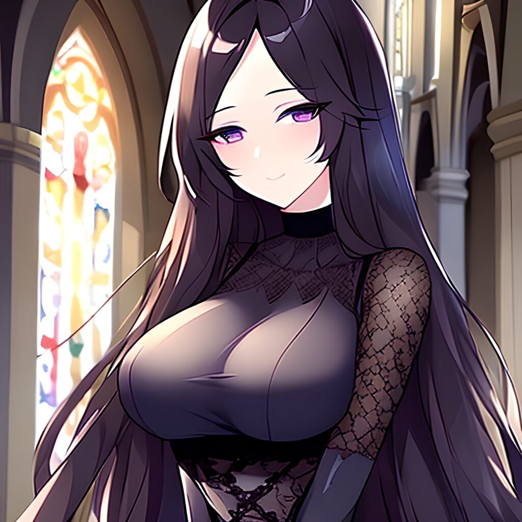 long hair church messy hair fishnet woman brunette