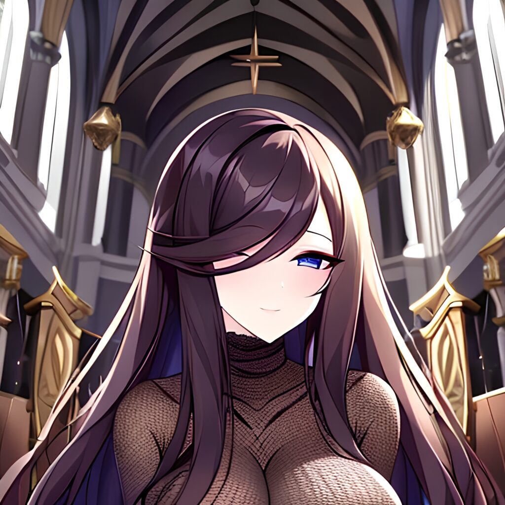 long hair church messy hair fishnet woman brunette 