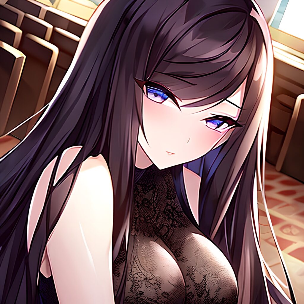 long hair church messy hair woman brunette fishnet 