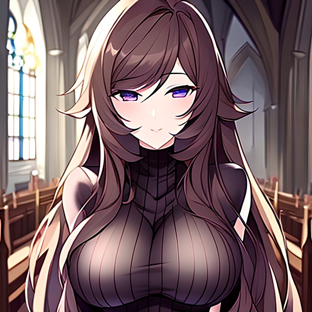 long hair church messy hair woman fishnet brunette 