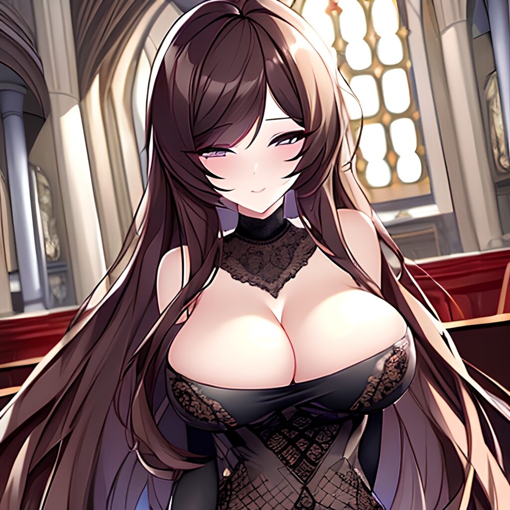 long hair church messy hair woman fishnet brunette 