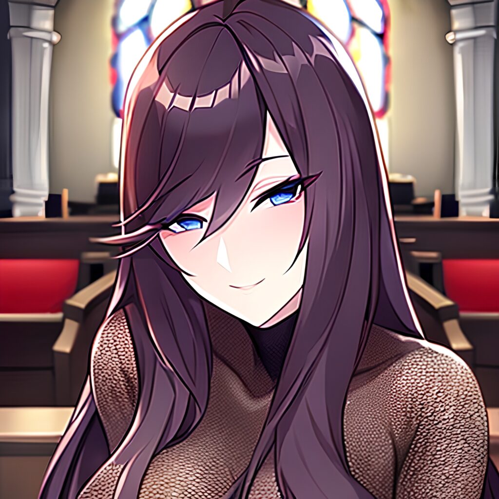 long hair church messy hair woman fishnet brunette 