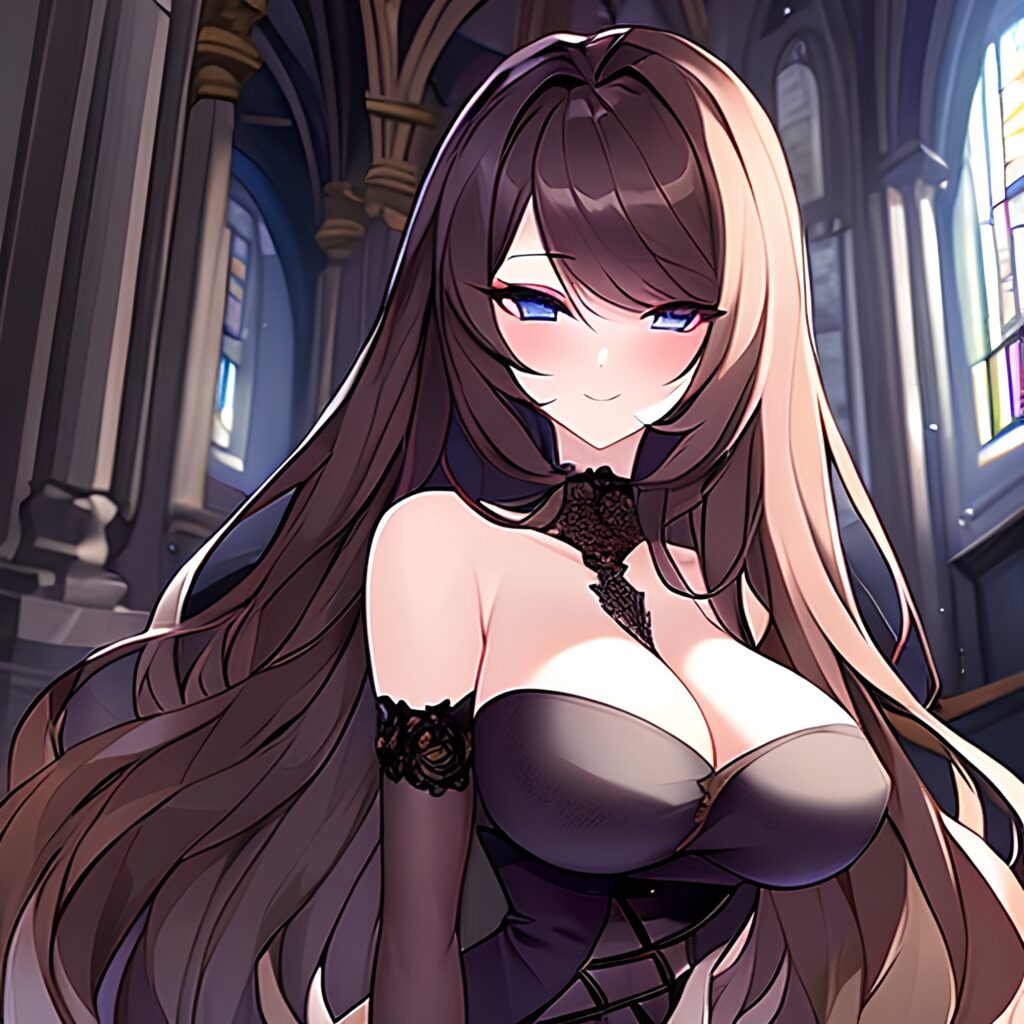 long hair church woman fishnet messy hair brunette 