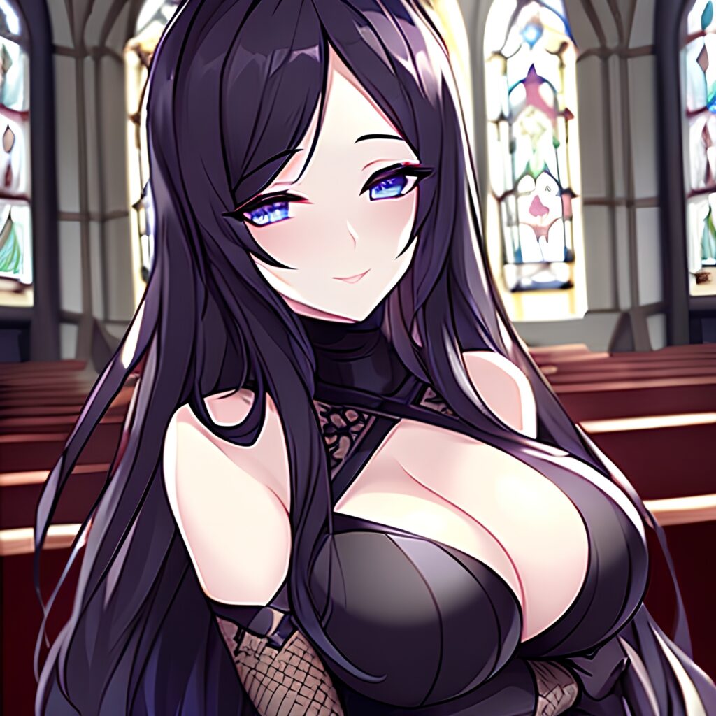 long hair fishnet brunette church messy hair woman 