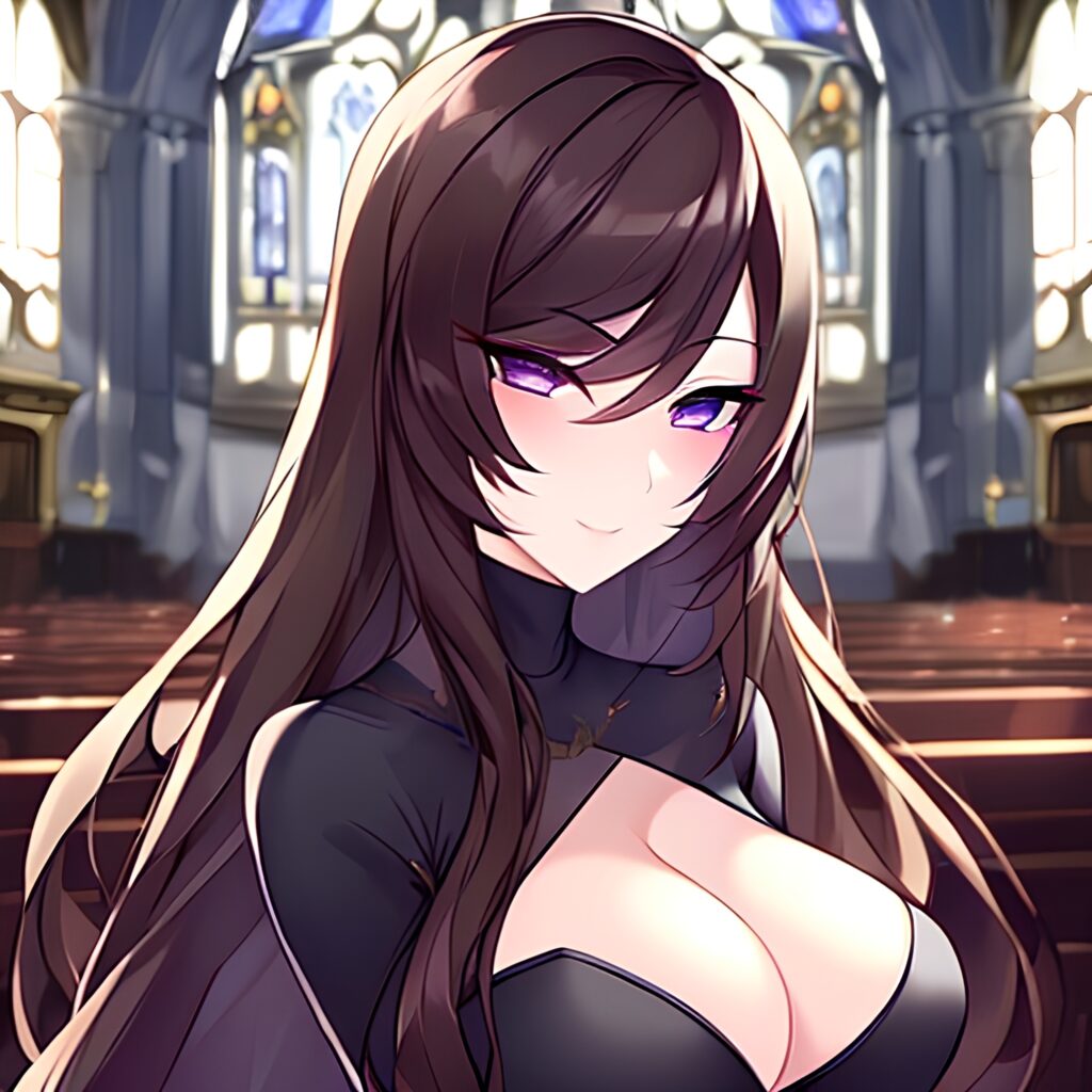 long hair fishnet brunette church messy hair woman 