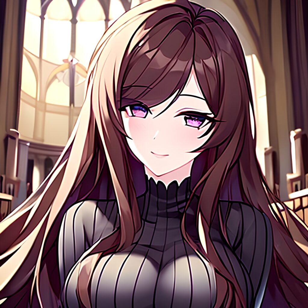 long hair fishnet church brunette woman messy hair 