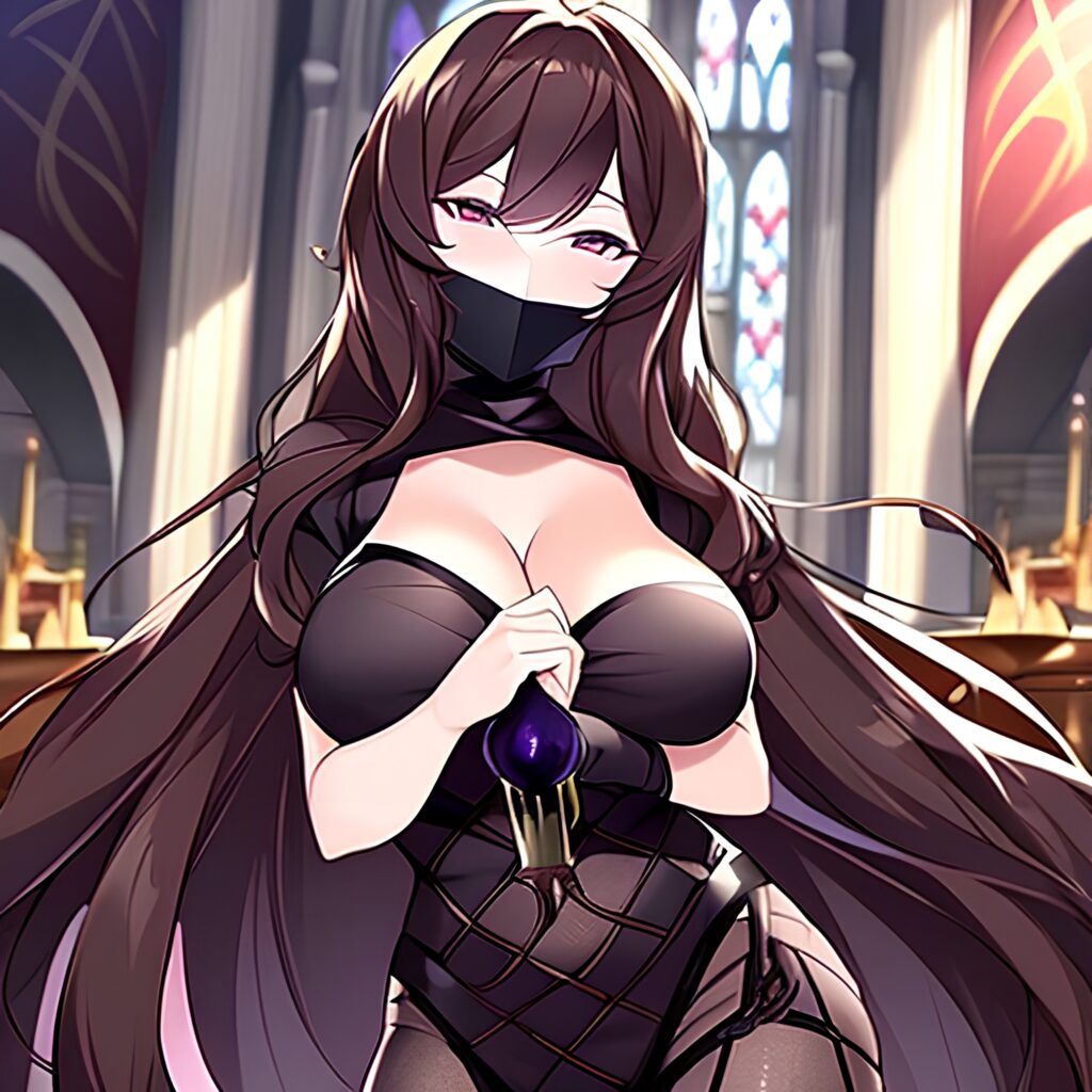 long hair fishnet messy hair woman church brunette