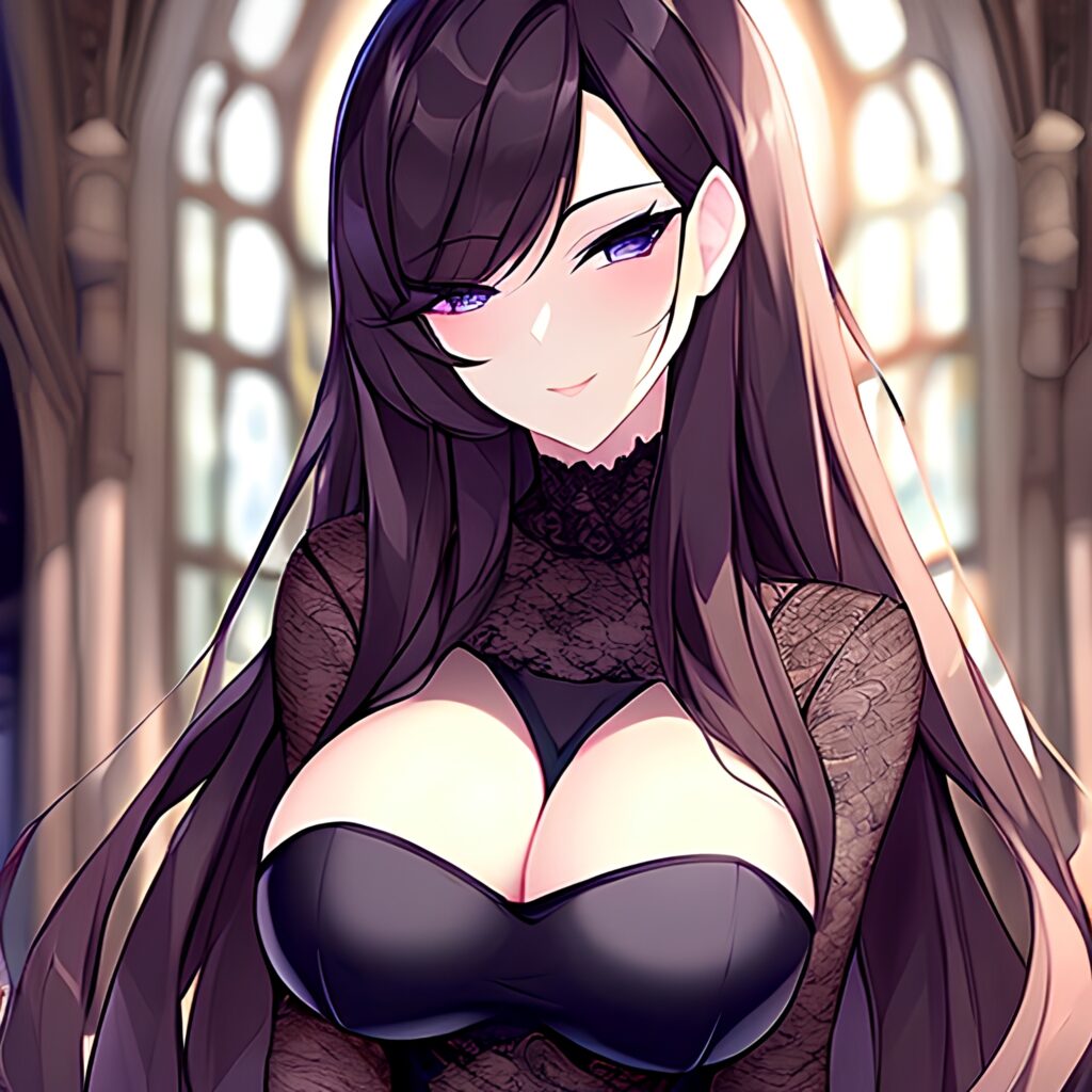 long hair fishnet messy hair woman church brunette 