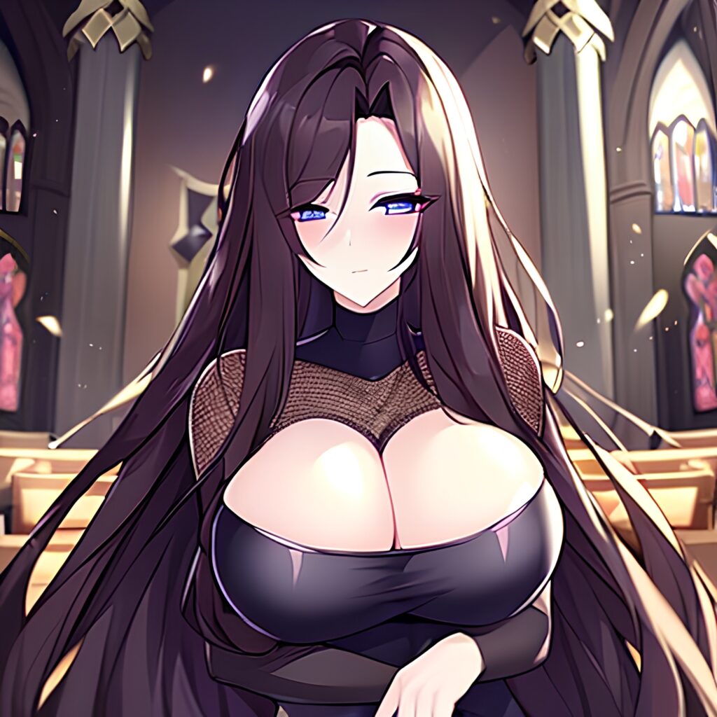 long hair messy hair brunette fishnet woman church 