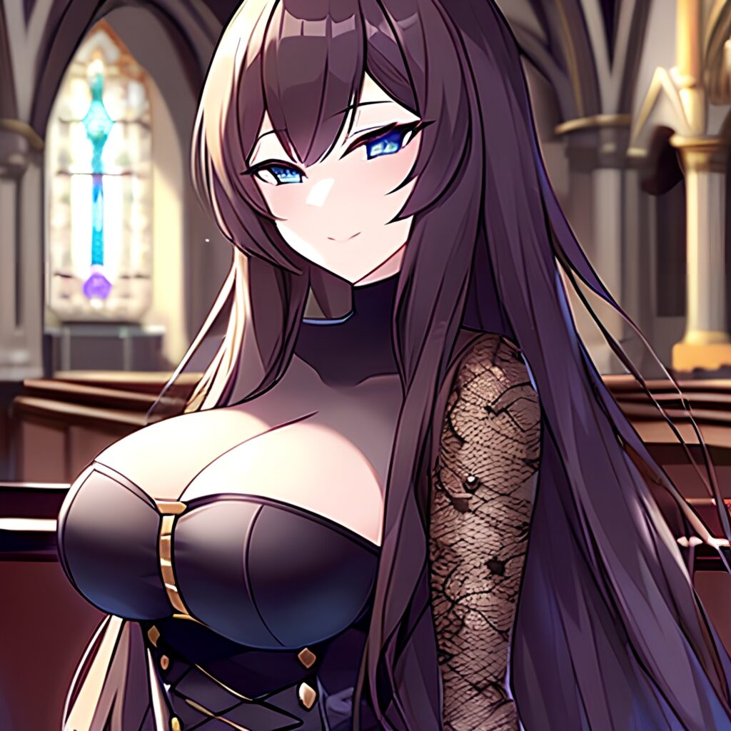 long hair messy hair brunette woman fishnet church 