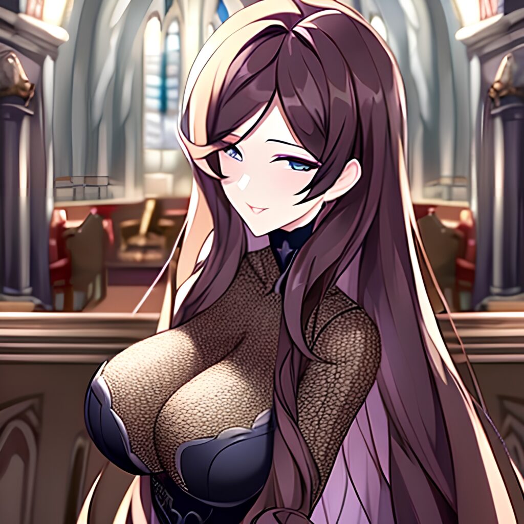 long hair messy hair brunette woman fishnet church 