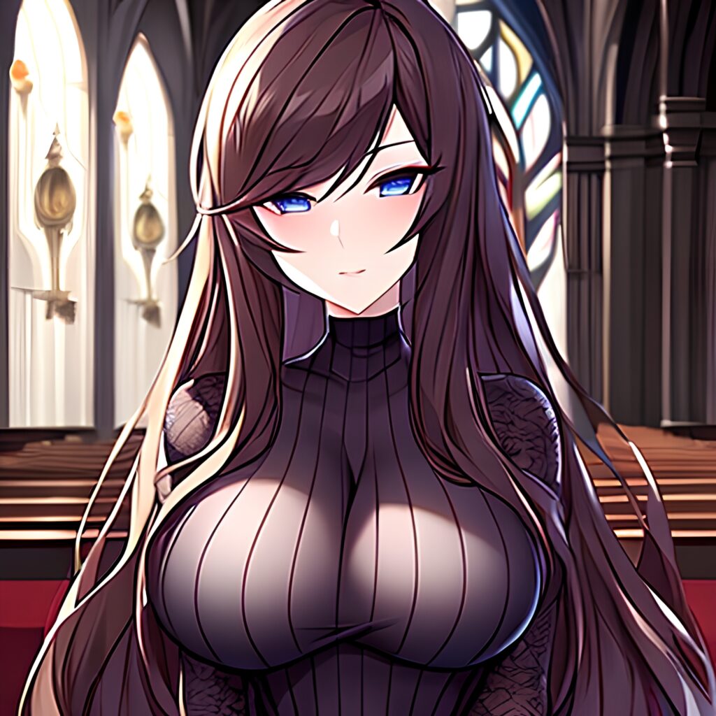 long hair messy hair brunette woman fishnet church 