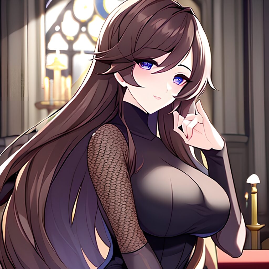 long hair messy hair church fishnet woman brunette 