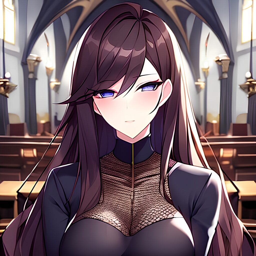 long hair messy hair church fishnet woman brunette 