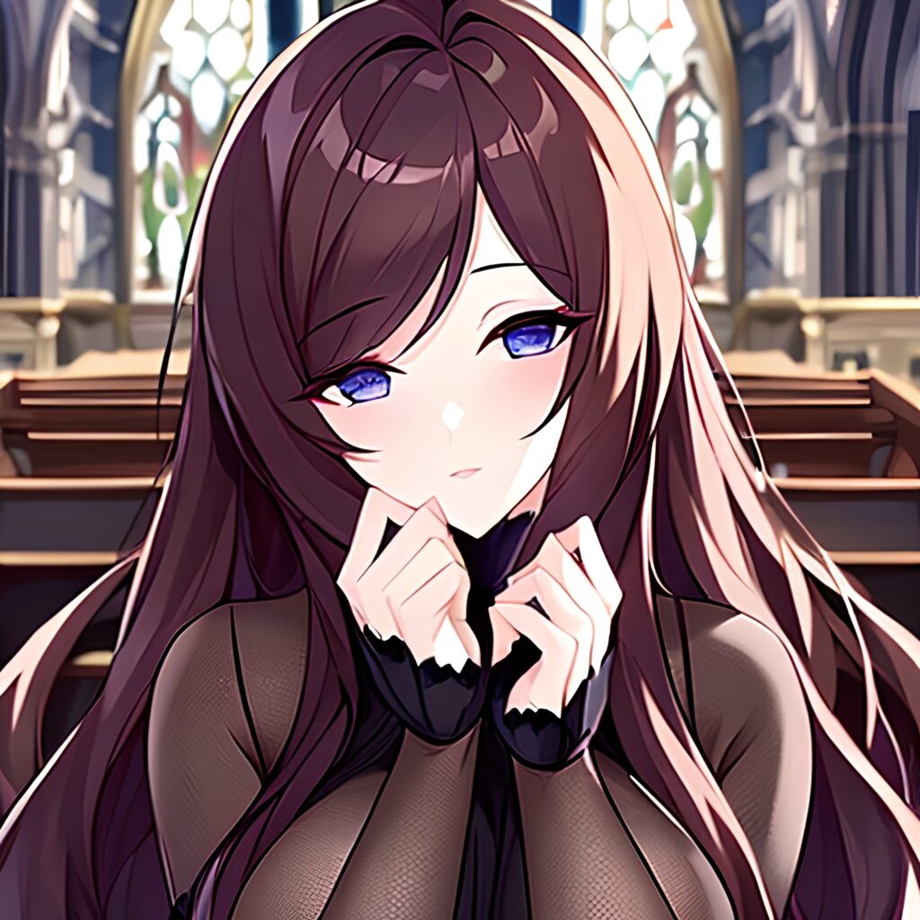 long hair messy hair fishnet woman brunette church 